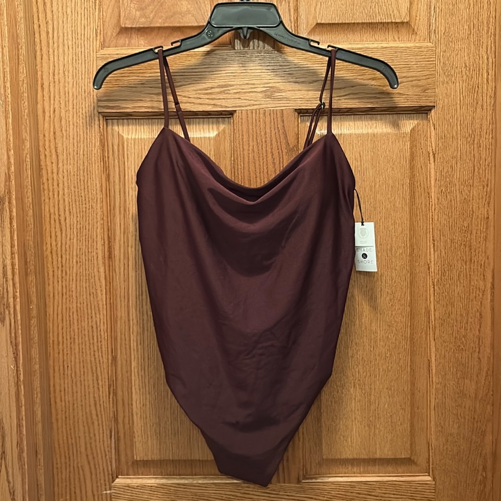 Shade & Shore Brown One Piece Swimsuit with Spaghetti Straps